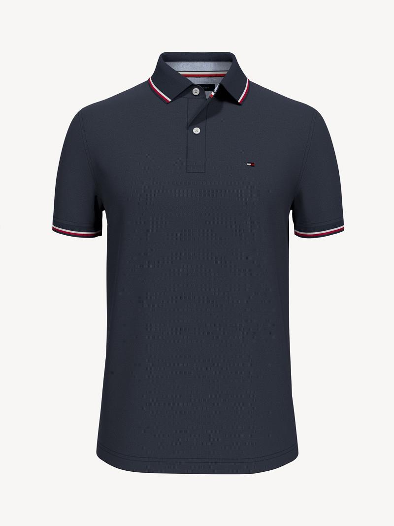 Férfi Tommy Hilfiger Regular fit tommy tipped Polos Sötétkék | HU 1088JPQ